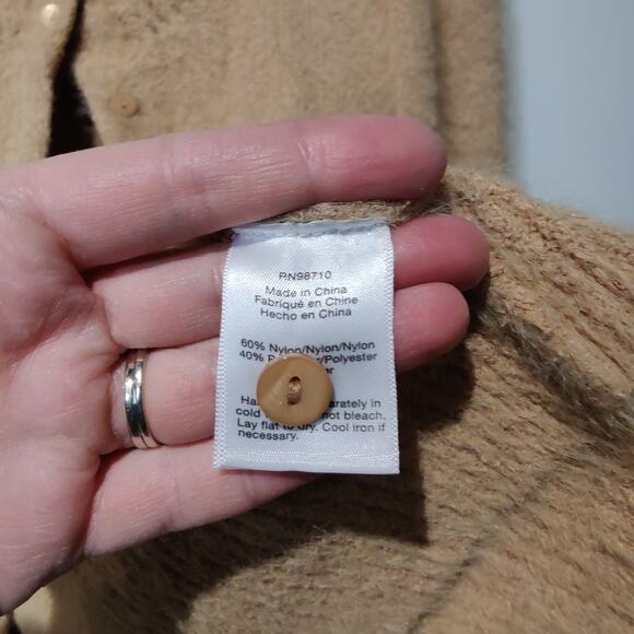 The Reeds Women's Sz XS Tan Cardigan Sweater Super Soft Fuzzy - Picture 4 of 6